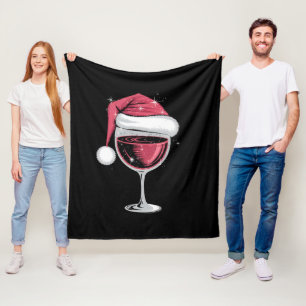 Manta Polar Copo de vino tinto Navidad Divertida Navidad Xmas