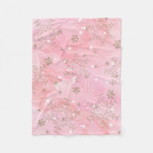 Manta Polar Copos de Navidad Rosados Patrón Boho (Anverso)