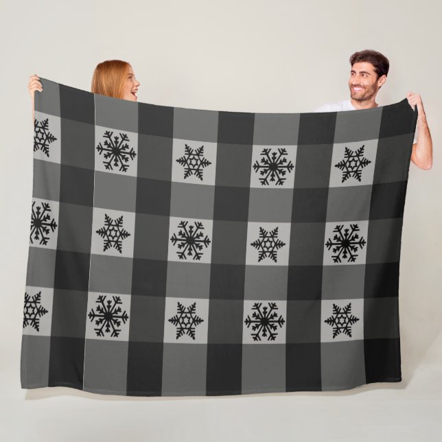 Manta Polar Copos de nieve con adornos de búfalo (In situ)