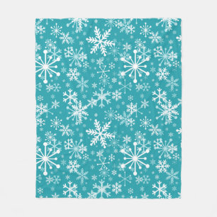Manta Polar Copos de nieve en verde azulado. Navidades, vacaci