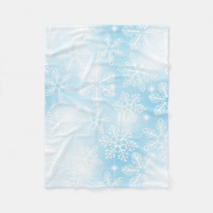 Manta Polar Copos de nieve y luces azules
