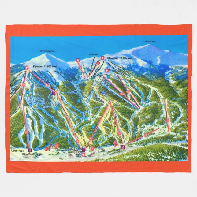 Manta Polar Copper Mtn Ski Slopes Fleece Blanket (Frente (Horizontal))