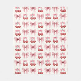 Manta Polar Coqueta de cerezas y arcos rosados