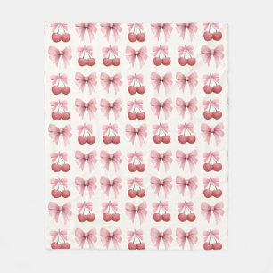 Manta Polar Coqueta de cerezas y arcos rosados
