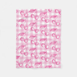 Manta Polar Coqueta estética de cerezas rosa