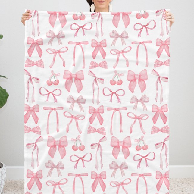 Manta Polar Coqueta estética de ciruela rosada de ciruela (Coquette blanket, coquette bedding, coquette decor, room decor coquette, cute pink bow blanket)