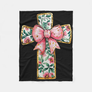 Manta Polar Coqueta floral de la cruz cristiana dobla religión