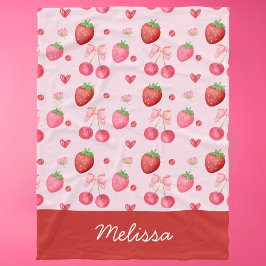 Manta Polar Coqueta rosa Rojo Cubierta Fresa Cereza
