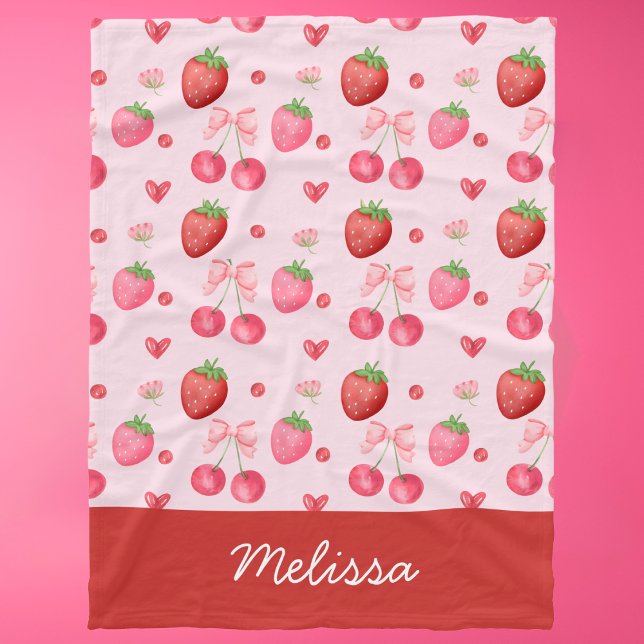 Manta Polar Coqueta rosa Rojo Cubierta Fresa Cereza (Subido por el creador)