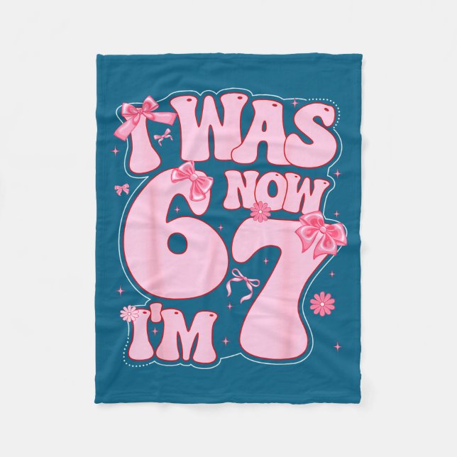 Manta Polar Coquette Bow 7th Birthday Girl I Was 6 Now I'm 7 Y (Anverso)