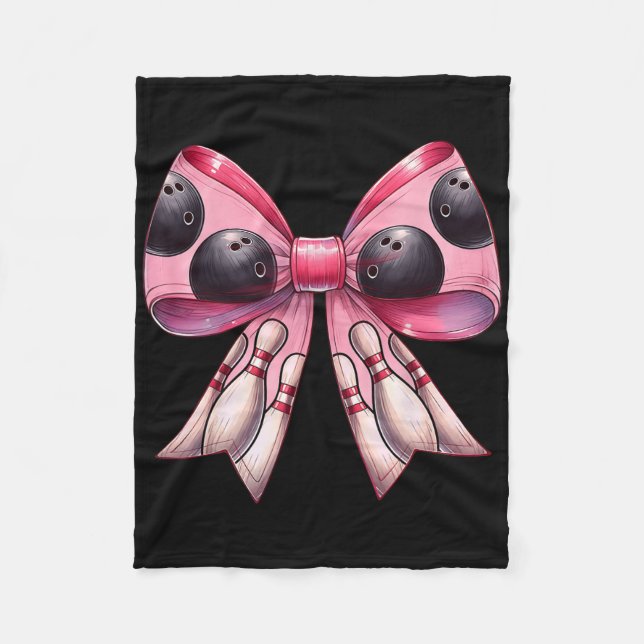 Manta Polar Coquette Bow Bowling Ll Pins Pattern Bowler Pink M (Anverso)