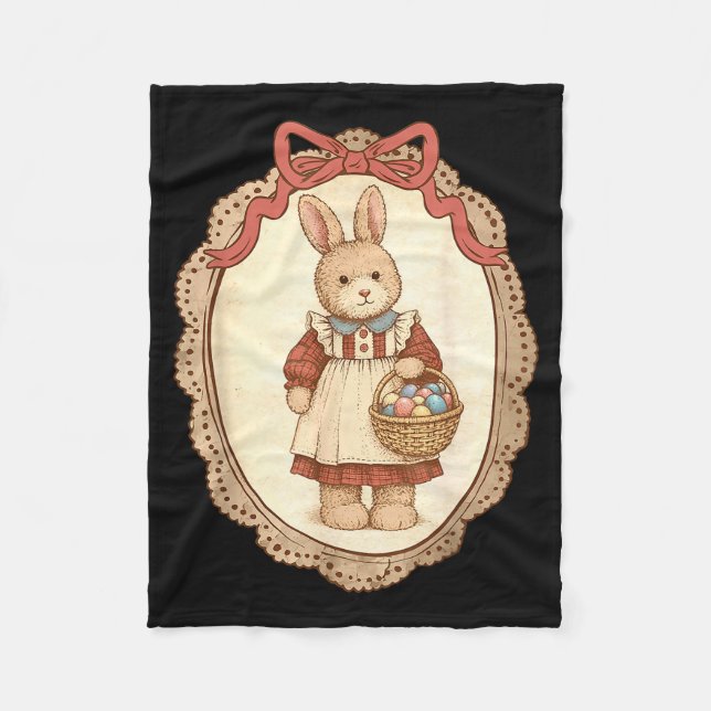 Manta Polar Coquette Bow Funny Bunny Eggs Rabbit Happy Easter  (Anverso)