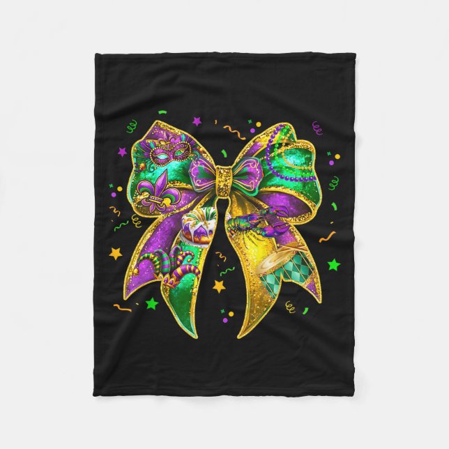 Manta Polar Coquette Bow Mardi Gras New Orleans Fleur De Lis F (Anverso)