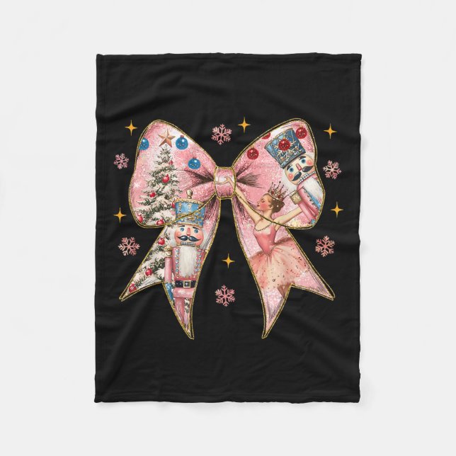 Manta Polar Coquette Bow Nutcracker Navidades Xmas Family Paja (Anverso)