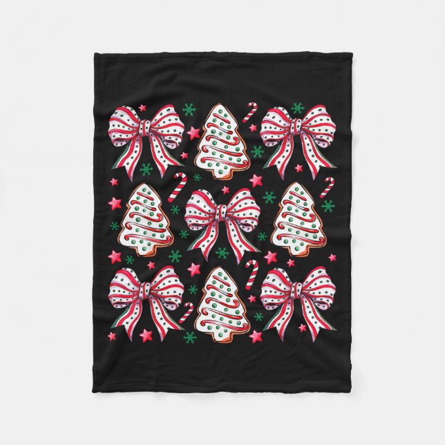 Manta Polar Coquette Bow Tree Cake Candy Cane Merry Christmas  (Anverso)