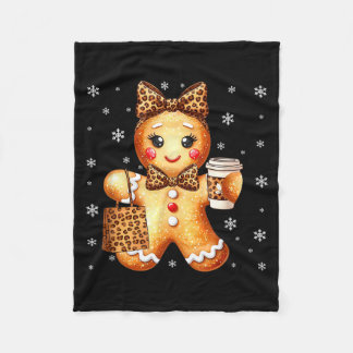 Manta Polar Coquette Cute Gingerbread Leopard Bow Christmas Gi