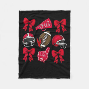Manta Polar Coquette de fútbol Bow Cheer Mom Red