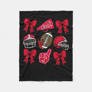 Manta Polar Coquette de fútbol Bow Cheer Mom Red