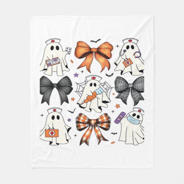 Manta Polar Coquette Halloween Ghost Nurse Classic T-Shirt (Anverso)