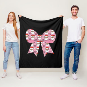 Manta Polar Coquette Navidad Lazo Rosa Santa Antiguo Retro 