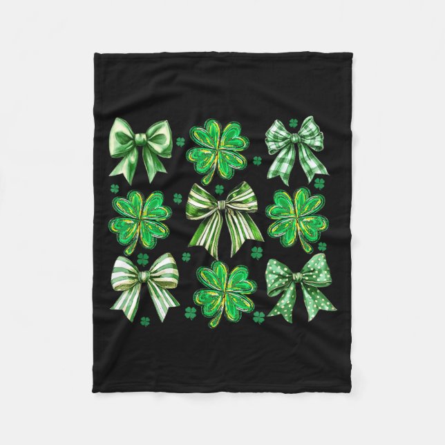Manta Polar Coquette Patrick's Day Bow,shamrock Lucky Bow Funn (Anverso)