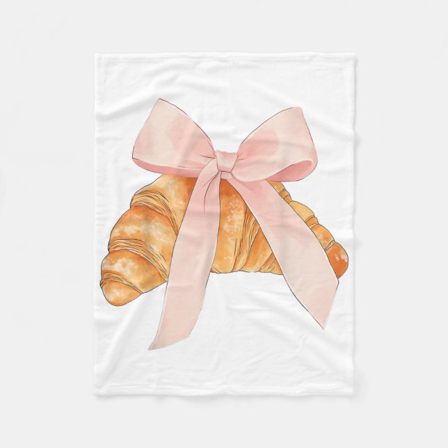 Manta Polar Coquette Pink Bow Croissant Cute Baking Baker Past (Anverso)