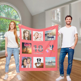 Manta Polar coral chica de collage de fotos de 18 años