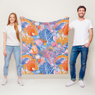 Manta Polar Coral de Conchas Marinas Coloridas Turquesa Púrpur