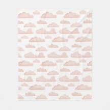 Coral Dreamtime Watercolor Nubes Fleece Blanket