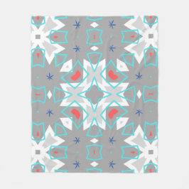 Manta Polar Coral Gray Mandala Pattern | Geometric Floral Boho