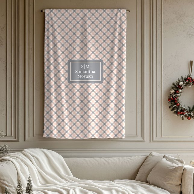 Manta Polar Coral Grey Tartan Blanket Modern Aesthetic Gift (Coral Grey Tartan Blanket Modern Aesthetic Gift)