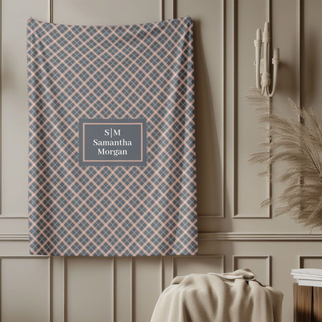 Manta Polar Coral Grey Throw Custom Name Pastel Aesthetic (Coral Grey Throw Custom Name Pastel Aesthetic)