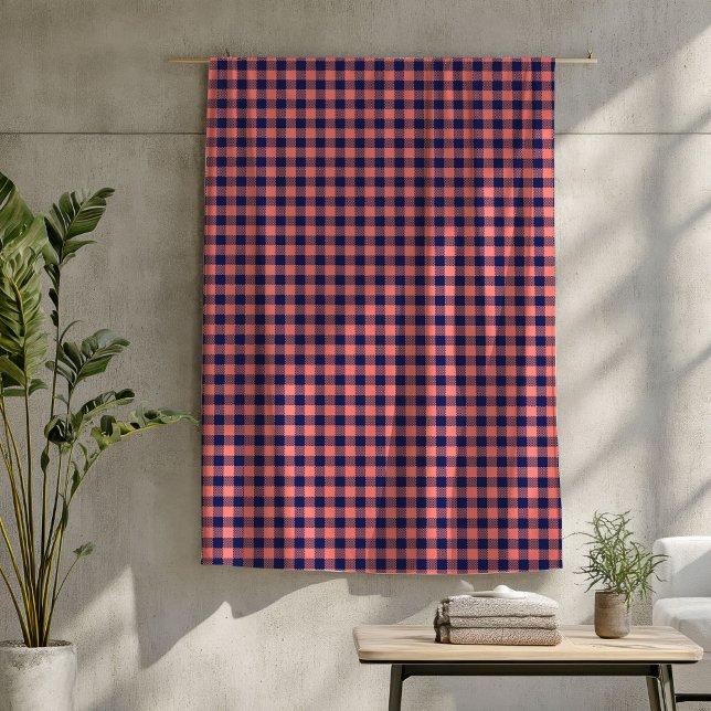 Manta Polar Coral & Navy Tartan Blanket Cosy Planteado Todas L (Coral and Navy Tartan Blanket Cozy Plaid All Seasons)