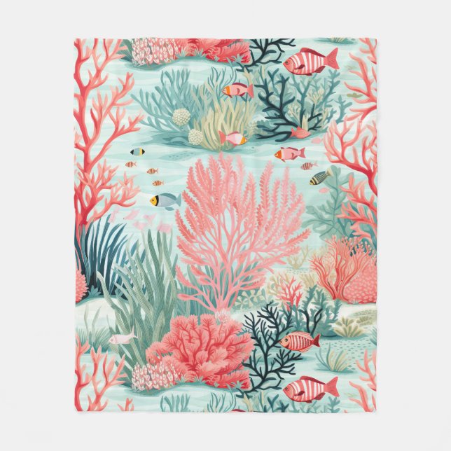 Manta Polar Coral Reef Fleece Blanket (Anverso)