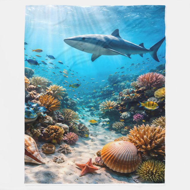 Manta Polar Coral reef large fleece blanket (Anverso)