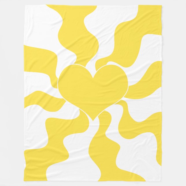 Manta Polar Corazón - Amarillo limón y blanco (Anverso)