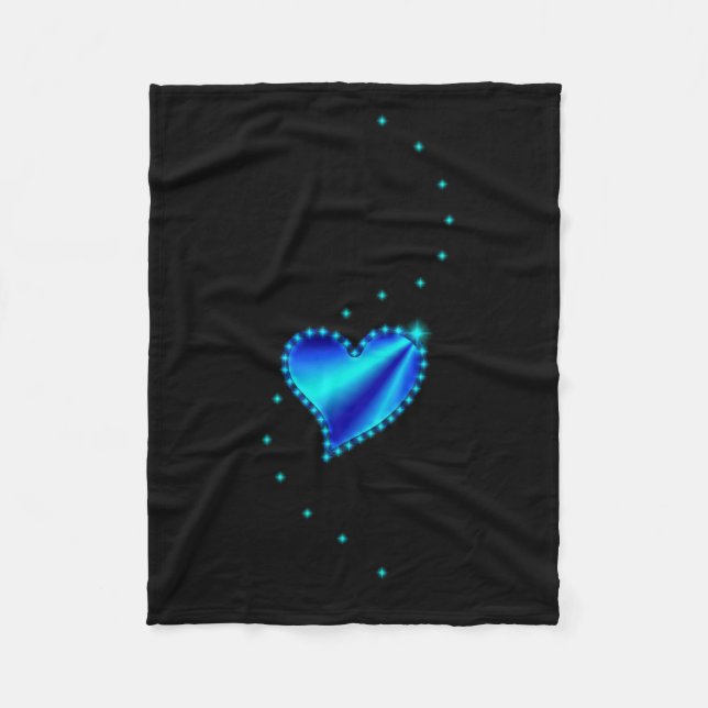 Manta Polar Corazón arcoiris azul con estrellas (Anverso)