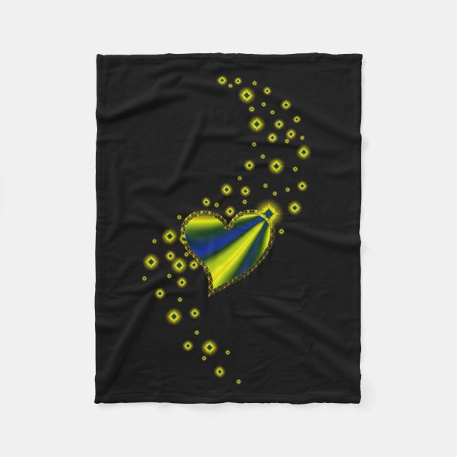 Manta Polar Corazón arcoiris con estrellas (Anverso)