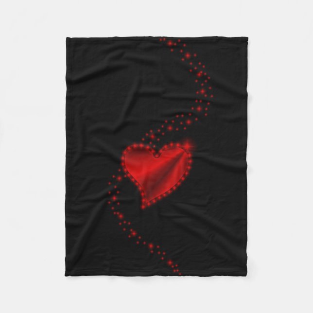 Manta Polar Corazón arcoiris rojo con estrellas en negro (Anverso)