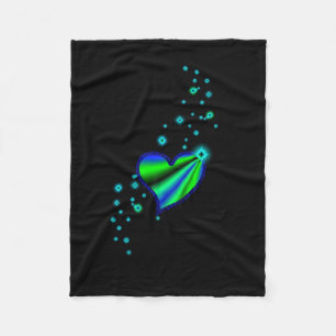Manta Polar Corazón arcoiris verde azul con estrellas