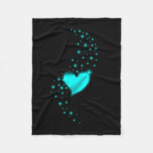 Manta Polar Corazón arcoiris verde con estrellas en negro