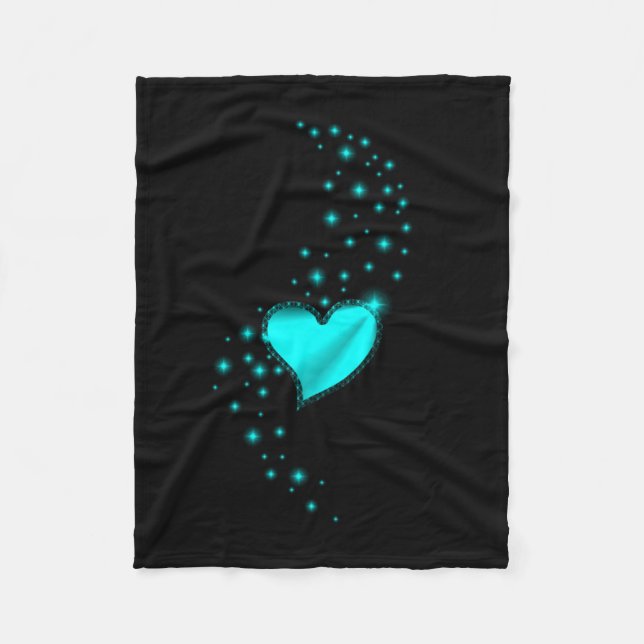 Manta Polar Corazón arcoiris verde con estrellas en negro (Anverso)