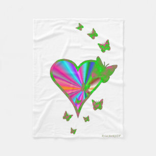 Manta Polar Corazón arcoiris y mariposa