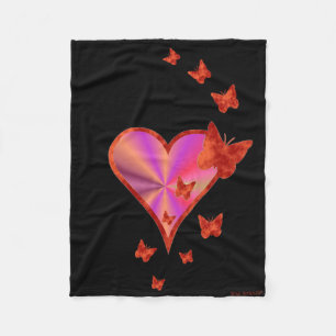 Manta Polar Corazón arcoiris y mariposa