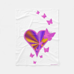 Manta Polar Corazón arcoiris y mariposa