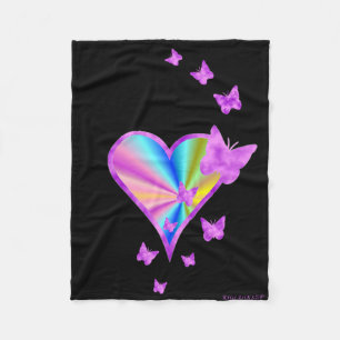 Manta Polar Corazón arcoiris y mariposa