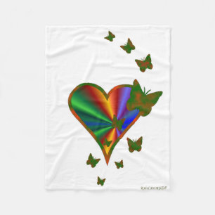 Manta Polar Corazón arcoiris y mariposa