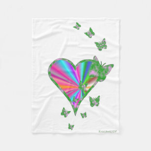 Manta Polar Corazón arcoiris y mariposa