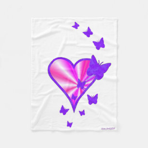 Manta Polar Corazón arcoiris y mariposa