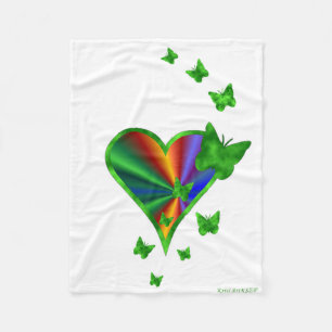 Manta Polar Corazón arcoiris y mariposa